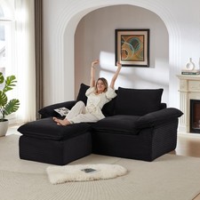 Modern Corduroy Cloud Sofa w/ Comfy Seat, Freestyle Combo - Living Room