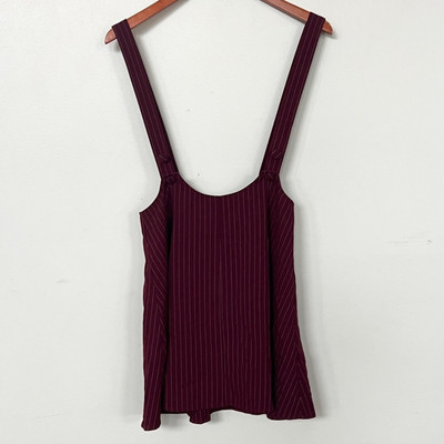 New FOREVER 21 Striped Woven Pinafore Pinstripe Suspender Mini - Main Image