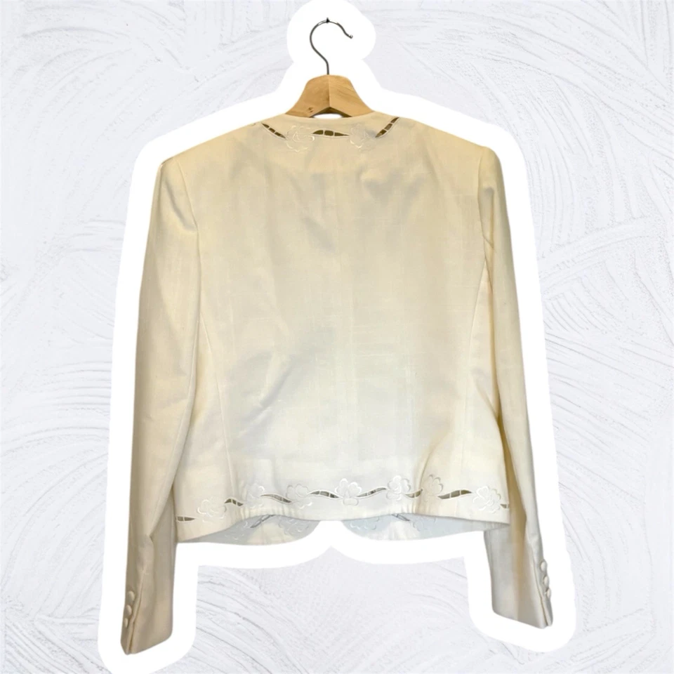 Traje falda de tres piezas vintage crema Sasson para mujer, talla 12/13 Foto 4 de 4