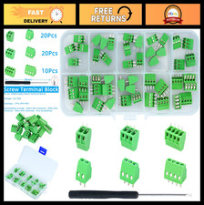 50Pcs 2.54mm PCB Mount Screw Terminal Block 2P 3P 4P 6A 150V for 26-18AWG Cable