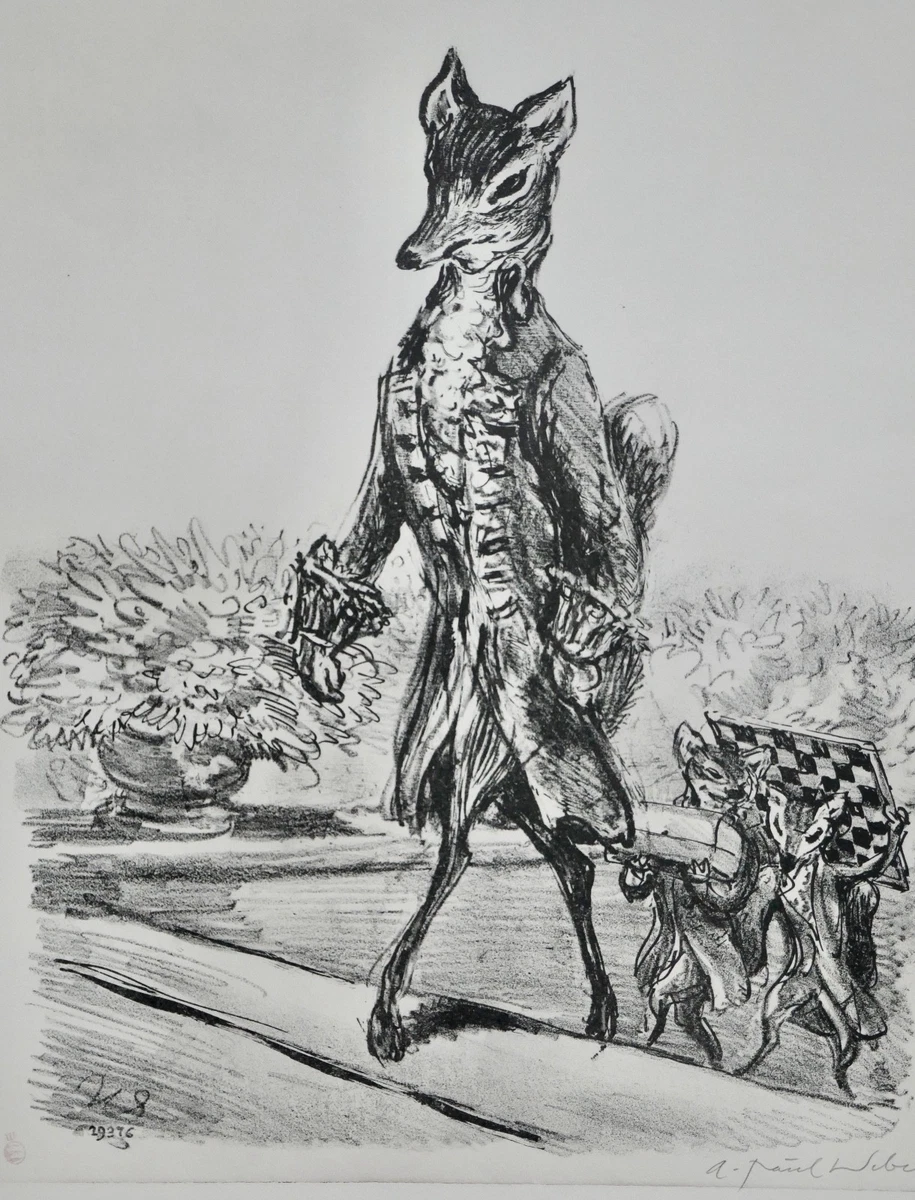 A. Paul Weber, Original Lithographie 1976, signiert, Der Schachgroßmeister