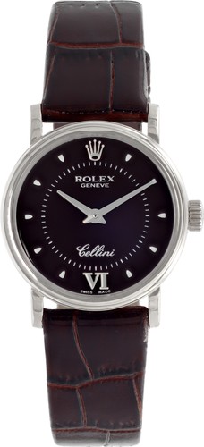 Rolex Cellini 6110 18k White Gold Brown dial 25mm Quartz watch