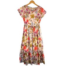 Taruni Floral Boho Womens Midi Dress XL Flowy Tiered Peasant Whimsy Cottage