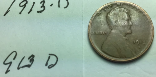 1913 D ; Wheat Penny in Good condition