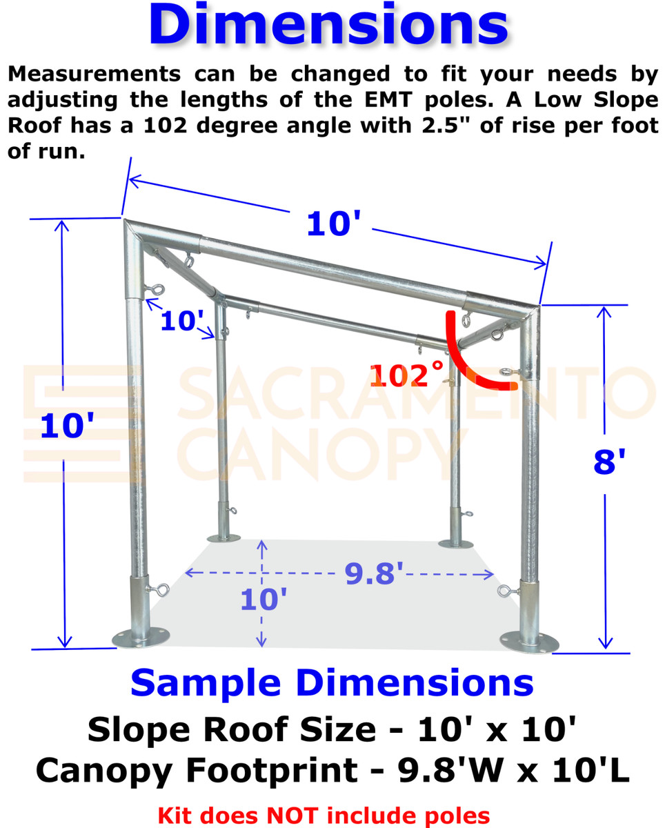 Slope, Lean-To Canopy Fittings Kits, DIY Greenhouse, RV &amp; Boat Carport  | eBay