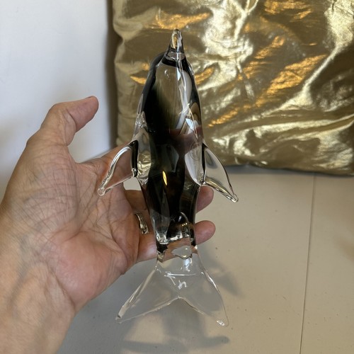 V Nason & Co Smokey Gray Crystal Murano Art Glass Dolphin W/ Sticker 8”Lx4.5”T - Picture 16 of 22