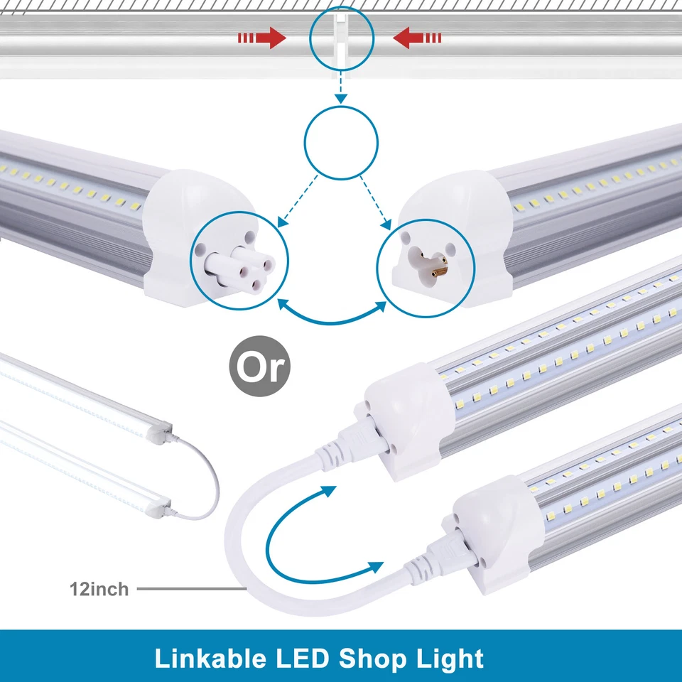 Linkable T8 LED Tube Light - 8ft, Energy Efficient, Bright Shop Fixtures for War - Image 4 of 4