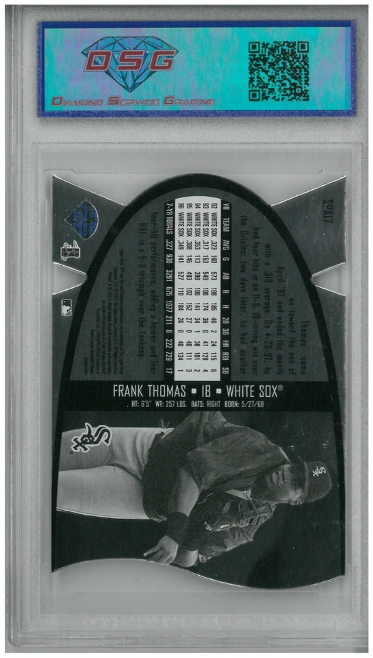1997 Upper Deck SPX FRANK THOMAS #SPX17 Silver💎 DSG 10 Gem Mint - Image 2 of 2