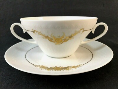 ROSENTHAL ROMANCE MEDLEY Double Handled Cream Soup Bowl with Saucer