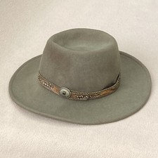Dorfman Pacific Wool Rancher Fedora Hat-Olive-Men  s S/Small-Outdoorsy-Vtg-Safari