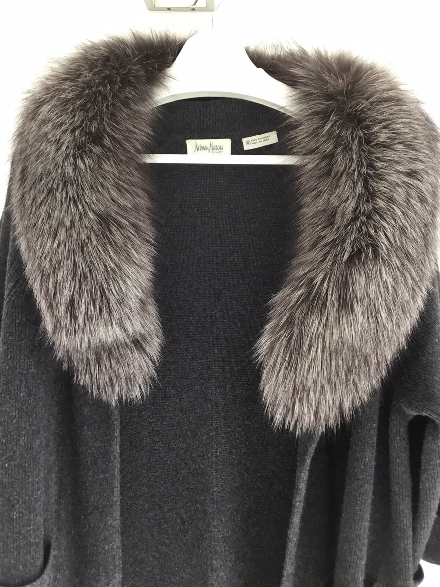Neiman Marcus exclusive 100 % cashmere coat with real silver fox
