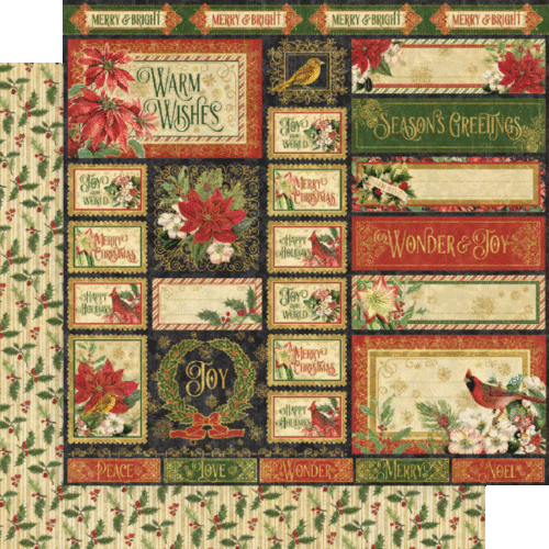 GRAPHIC 45 "WARM WISHES" 12X12 PAPER PACK CHRISTMAS HOLIDAYS SCRAPJACK'S PLACE - Picture 9 of 10