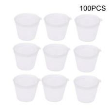 100Pcs/Set Small Plastic Sauce Cups Food Storage Containers Clear Boxes  Lids