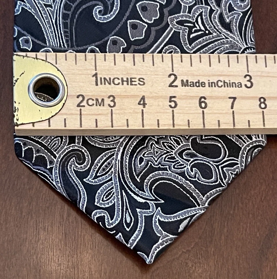 Corbata Stafford negra gris 100 % poliéster para hombre hecha en China Foto 4 de 4