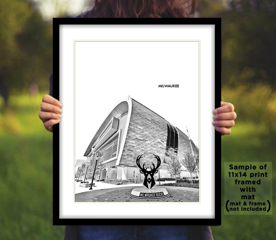 Impresión de póster fotográfico del horizonte FISERV FORUM DE MILWAUKEE BUCKS 8x10 11x14 16x20 Foto 4 de 4