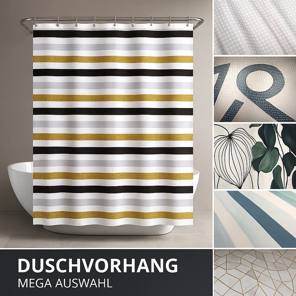 Duschvorhang Textil Badewannenvorhang 120x200cm 180x200cm 240x200cm inkl. Ringe - Bild 2 von 3