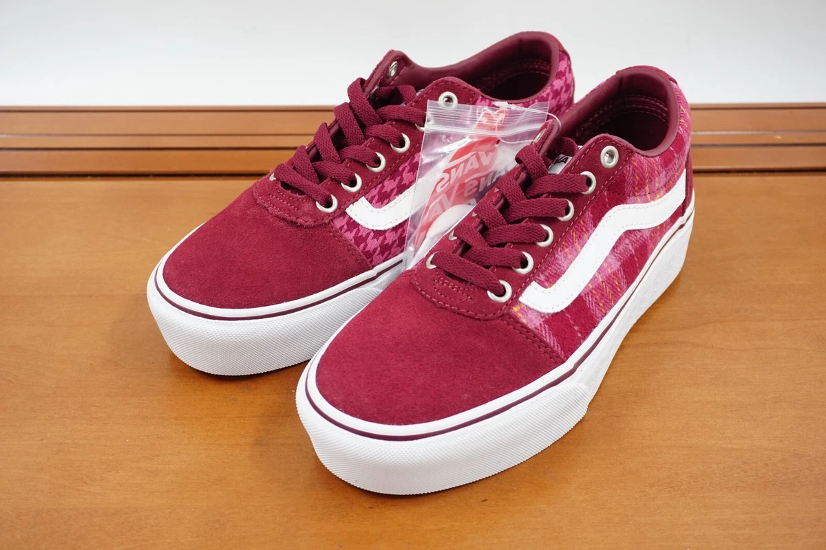 Vans Authentic Ward Platform OTW Womens 7 Shoes Red Plaid Mix Lace