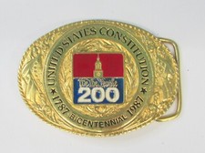Vintage Metal Belt Buckle United States Constitution Bicentennial 1987 -B2