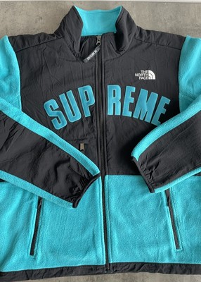 supreme the north face arc logo denali fleece jacket black