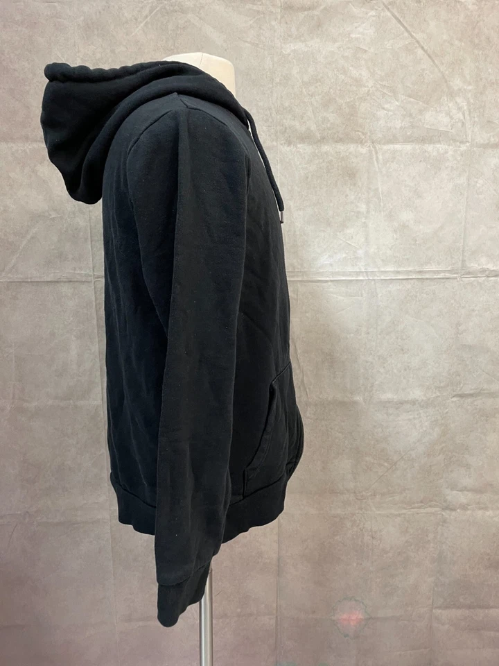 21 男式夹克男式黑色羊毛衬里棉抽绳连帽全拉链 M 码 — 第 4/4 张图片