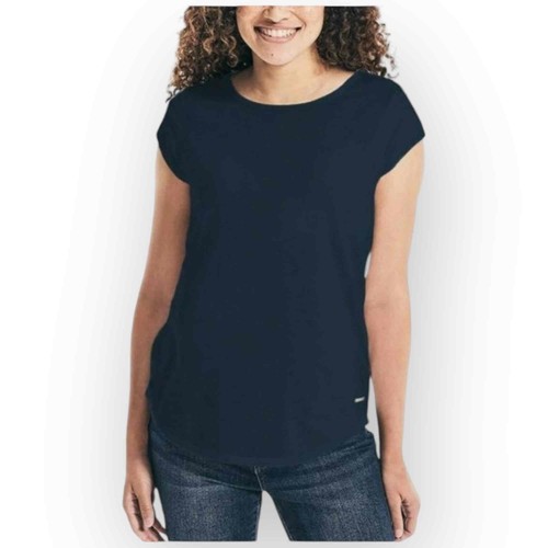 Nautica Womens Keyhole Back Soft Cotton Blend T-Shirt - Size Large 539L