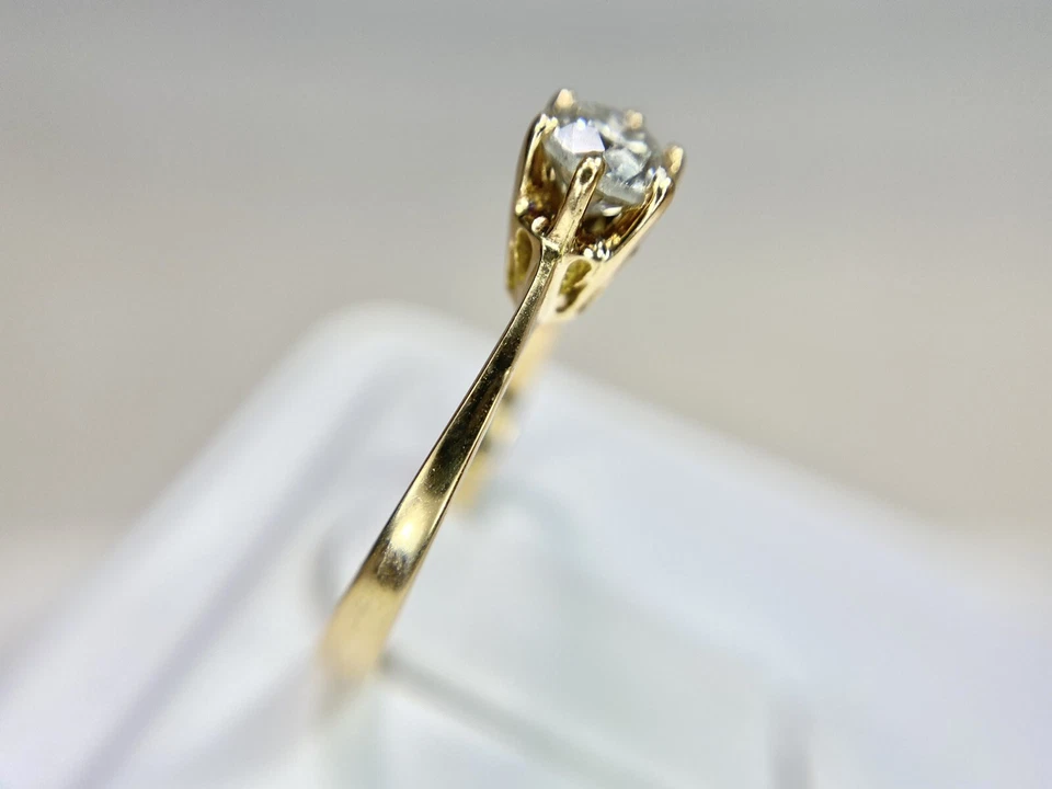 Vintage 18k Yellow Gold Natural Round Brown Diamond Solitaire Engagement Ring - Image 3 of 4