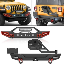 Front /Rear Bumper W/ 2 Pcs 4.75-ton D-rings For 2018-2025 Jeep Wrangler JL JLU