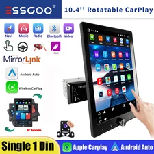 10.4" Single Din Touch Screen Stereo Bluetooth Radio Apple/Android Carplay+CAM