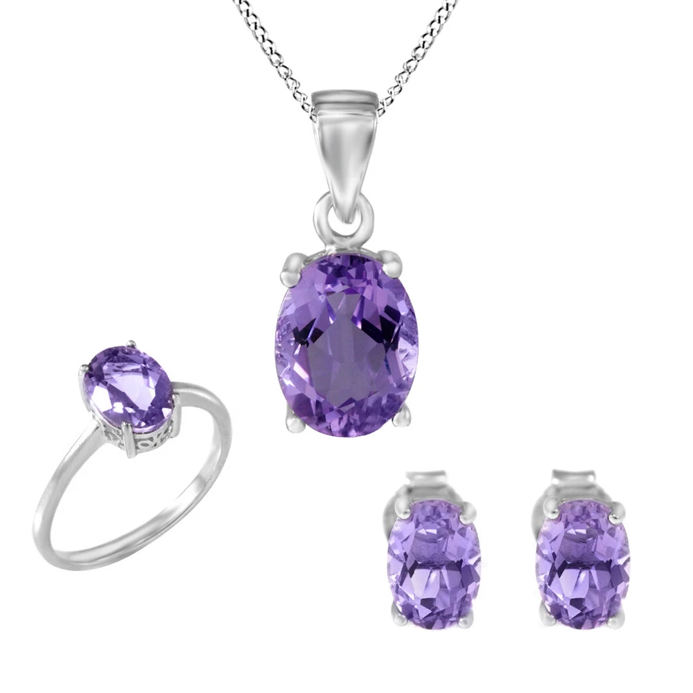 Amethyst ring and necklace cheap set