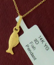 3D FISH PENDANT 14K YELLOW GOLD FREE Shipping NEW WITH TAG