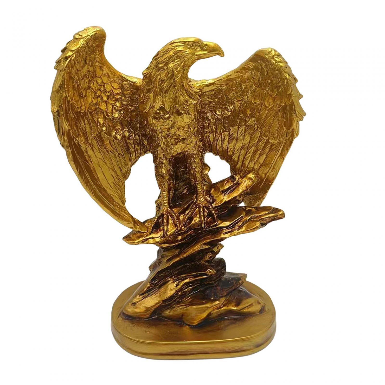 Goldener Adler Aus Kunstharz: Majestätische Deko-Figur Für Wohnzimmer & Büro - Symbol Für Stärke & Freiheit