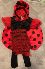 baby ladybug costume size 12-18 months 3pc-bodysuit w hood, wings and tights
