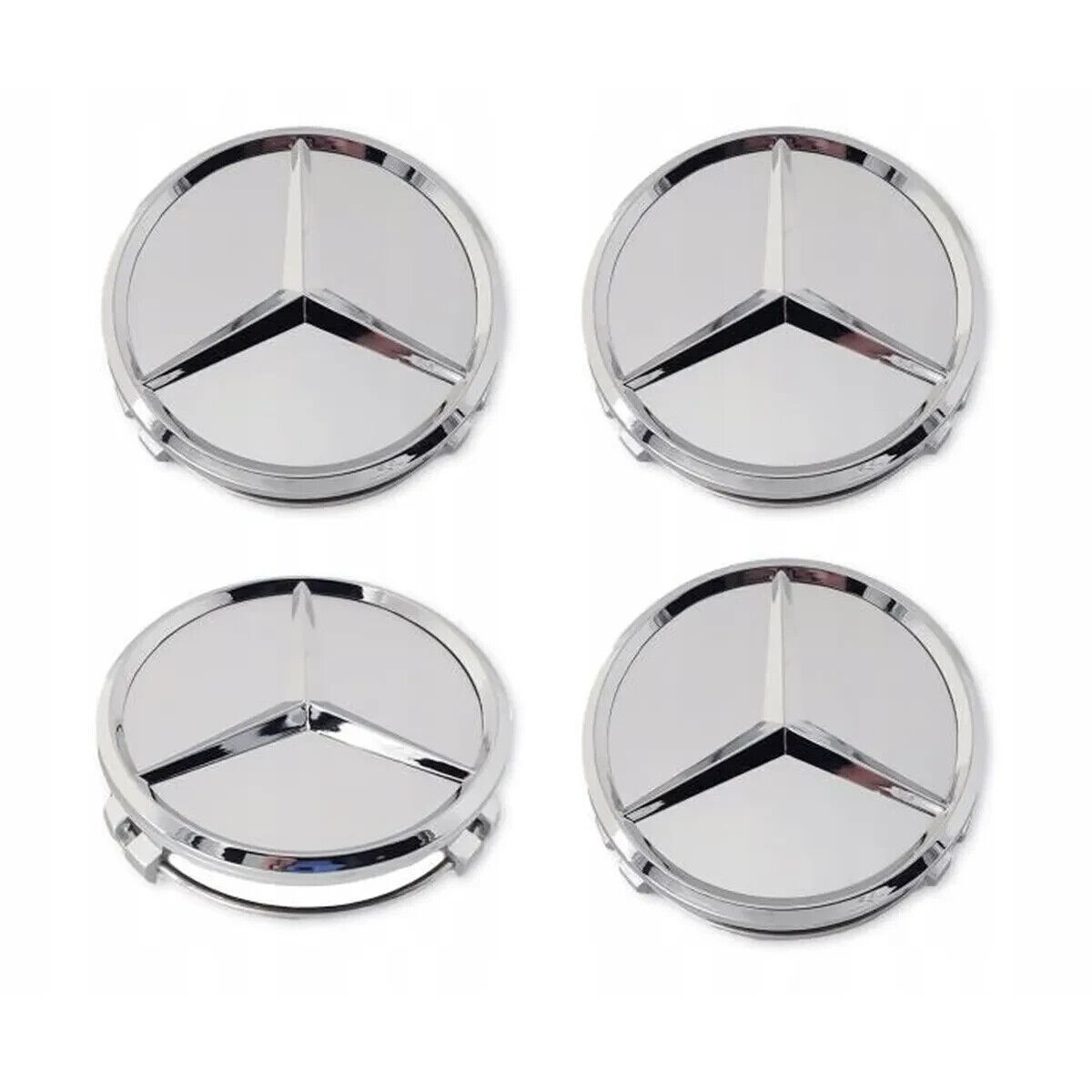 4pcs Hub Cover 75mm Chrome For Mercedes Logo Emblem Rim Wheel Center