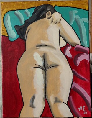 Acryl Gemälde original weiblicher Akt Erotik Frau Leinwand