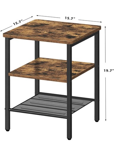 Nightstands Set of 2, 3-Tier Side Table with Adjustable Shelf, Industrial - Picture 2 of 3