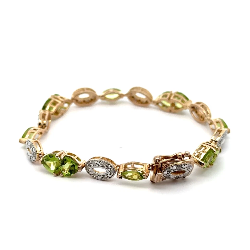 Gold Plated Sterling Silver Heart Shaped Peridot & Diamond - Image 2 of 4
