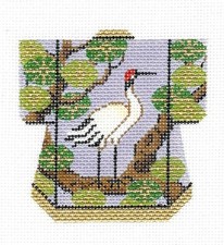 Majestic Oriental Crane in Tree Petite Kimono handpainted Needlepoint Canvas LEE