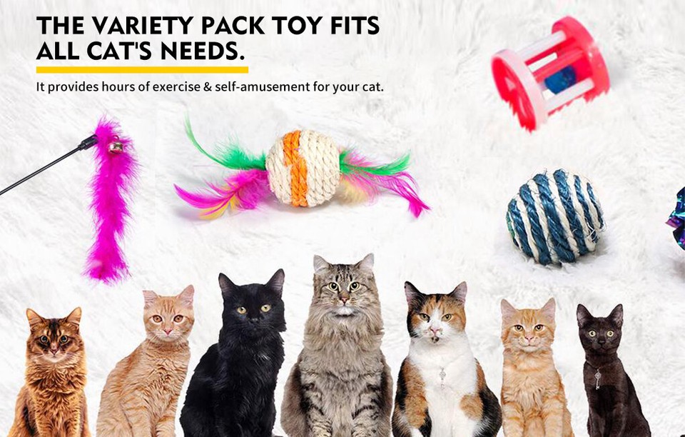 21 items Lovely Pet Toy Bulk Buy Cat Kitten Toys Rod Fur Mice Bells