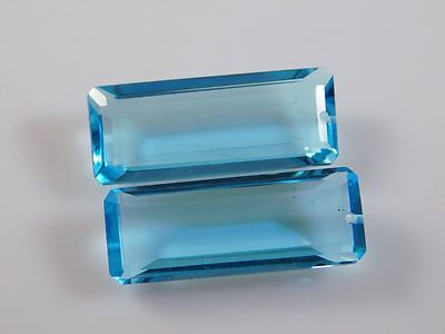 Hydro Sky Blue Quartz Elongated Octagon Cut Front To Back Drilled Beads 35x14MM