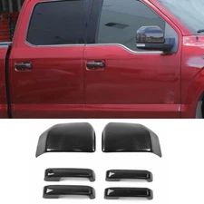 Carbon Fiber Rearview Mirror Cover Door Handle Trim Set For Ford F150 2015-2020