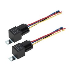 5 Pins 12V 80A 2 Pcs Auto Relay with Metal Hanging Hole with Harness Sockets