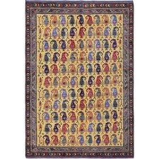 6'1"x8'10" Yellow Afghan Caucasian Design Revival Hand Knotted All Wool Rug R574