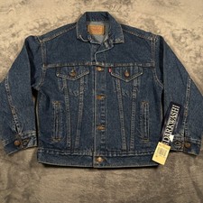 Vintage Levi's Trucker Jacket Boys Medium Blue Denim Riding Travel Button Front