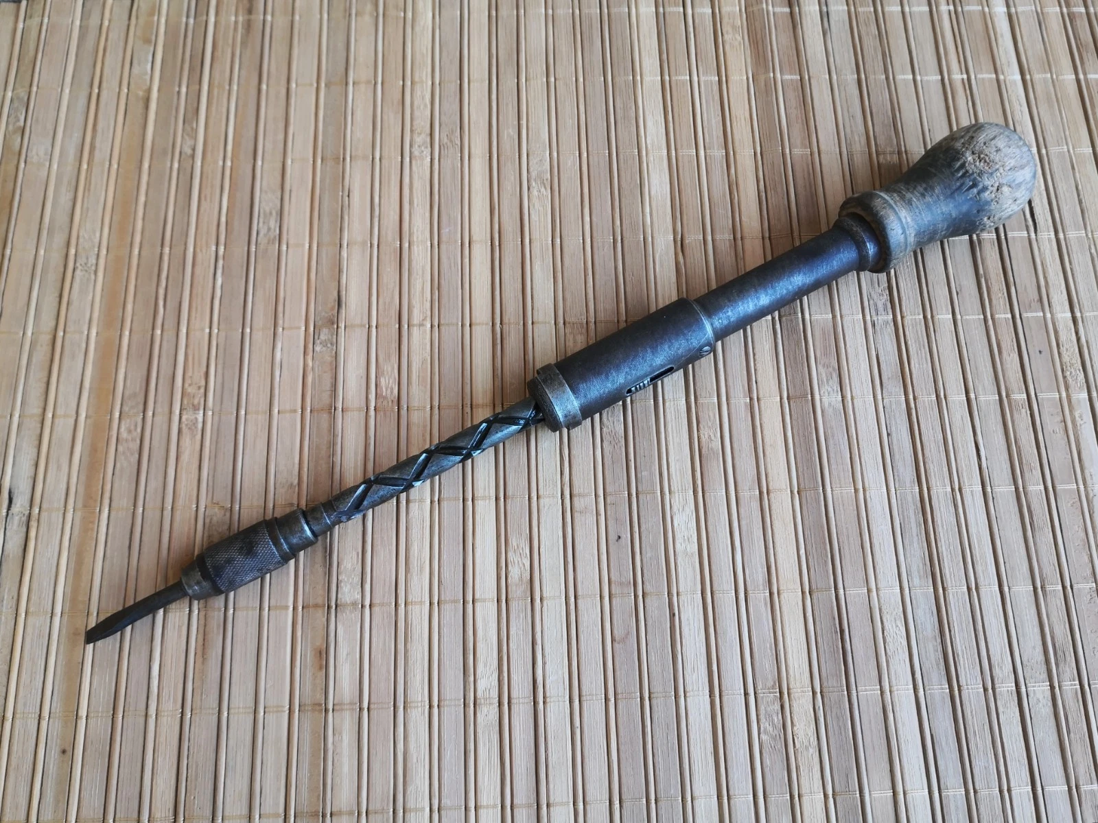 Vintage, Soviet screwdriver with a spiral ratchet mechanism. USSR in the 40s-50s