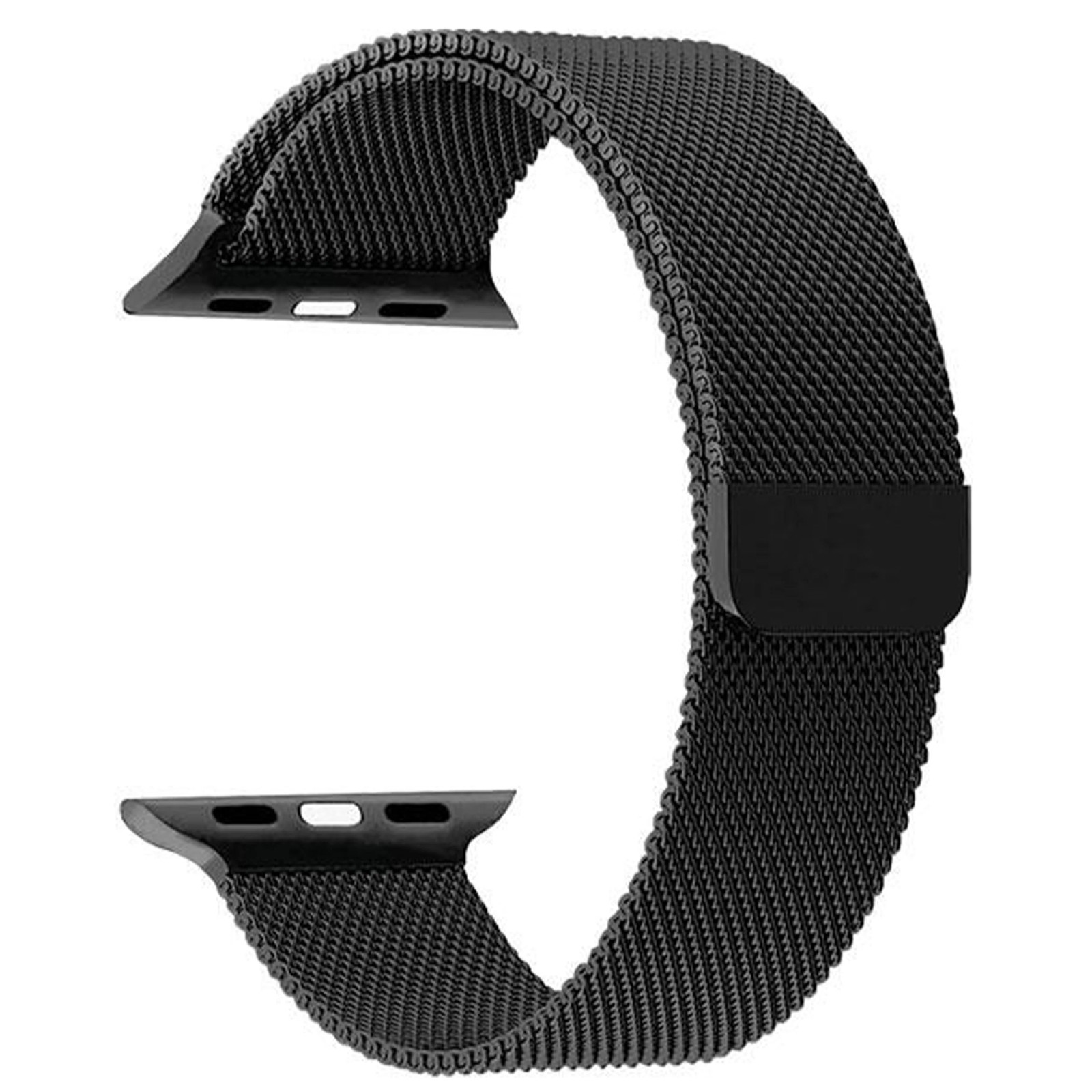 Bracelet magnétique Apple Watch en maille milanaise noire anti-transpiration