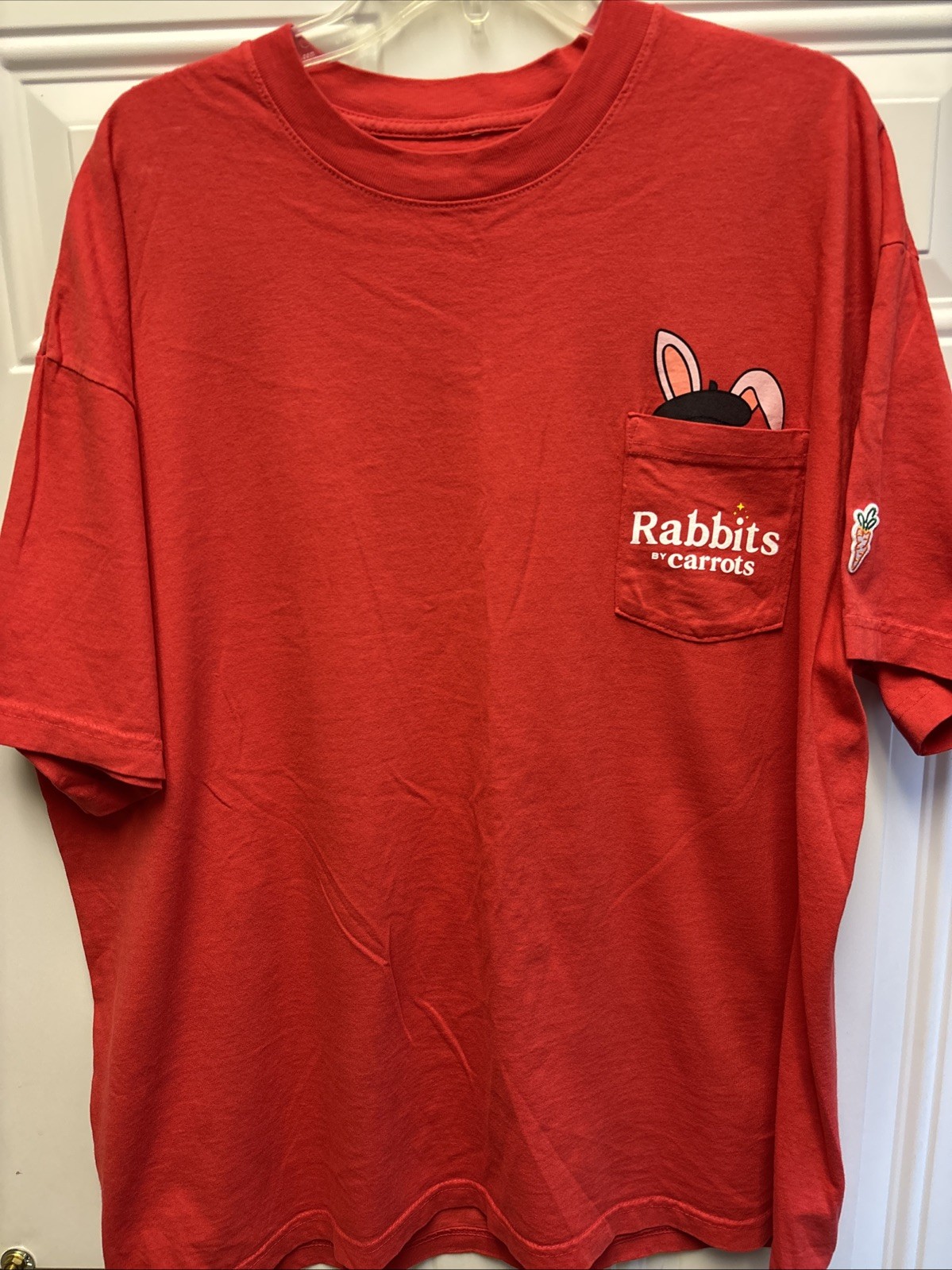 🥕 Rabbits By Carrots Pocketed Red T-Shirt (Size: XL) [Rare & Official] 🥕