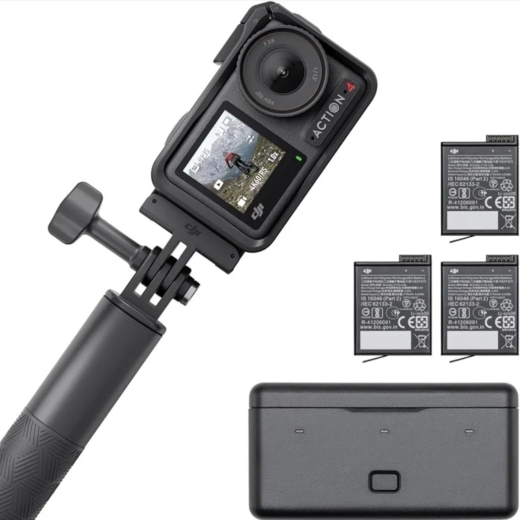 DJI Osmo Action 4 Adventure Combo 4K 120fps Waterproof Camera 3 Batteries Case 