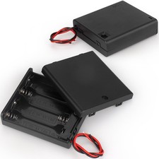 2 x 4 AA Battery Holder housing with Leads,2PCS 4 x 1.5V AA Battery Holder Case