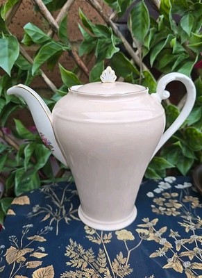 Vintage 20er Jahre Aynsley Baby rosa/pfirsich vergoldet 1 Pint Kaffeekanne Blumensträucherchen
