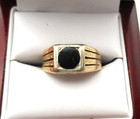 10K Yellow Gold Men's Etched Black Onyx Ring Size 9.25 8.6 Gr [R375] — photo 1
